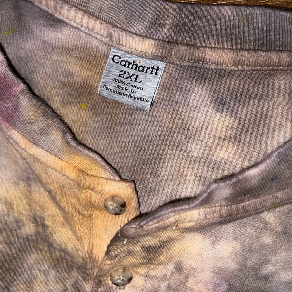 Carhartt Henley Multicolor Custom Tie Dye Long Sleeve Shirt Size 2XL - Picture 9 of 9